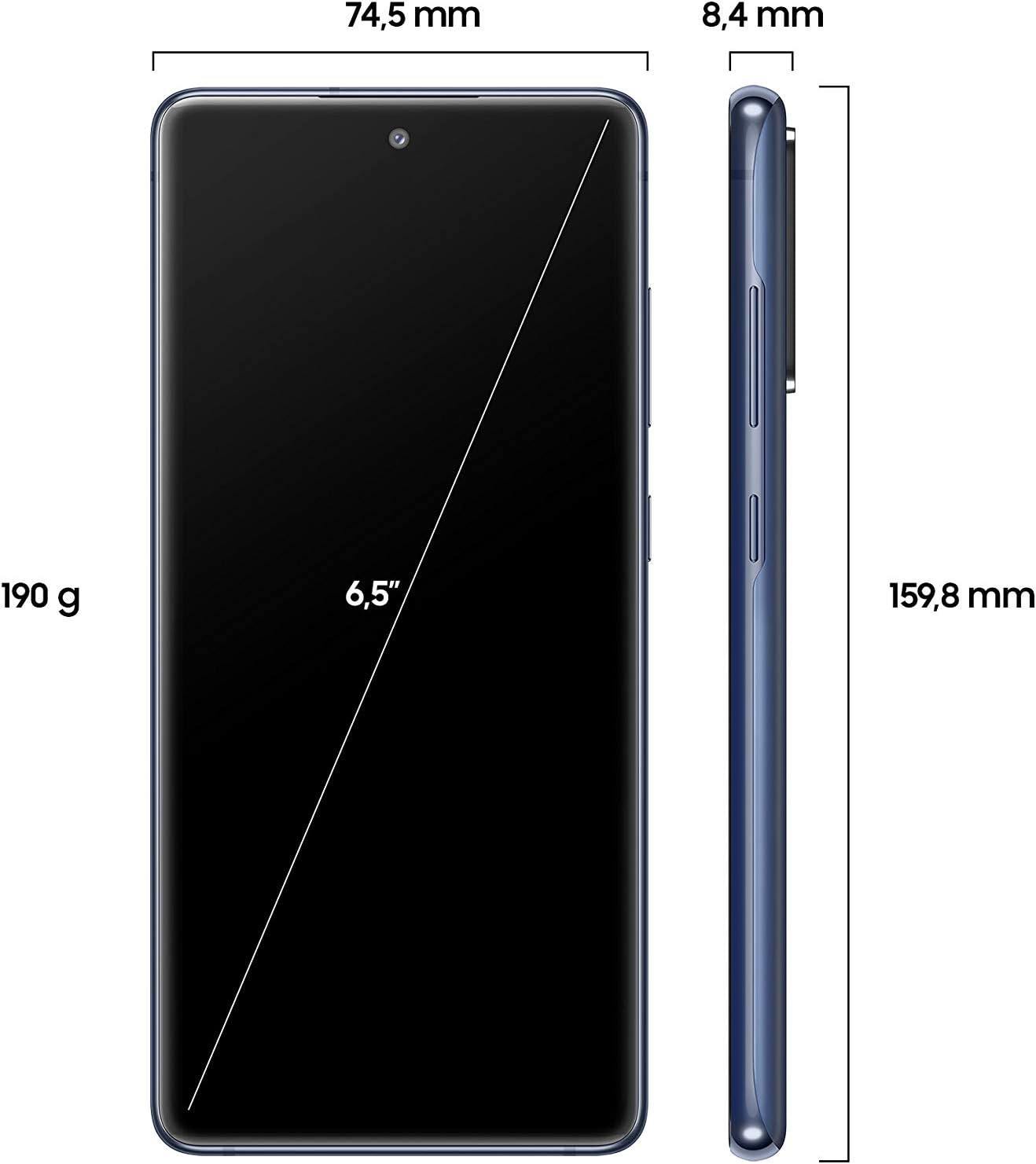 Samsung Galaxy S20 FE 5G, Android SIM free smartphone, 6.5 Inch Super AMOLED Display, 4500 mAh Battery, 128 GB/6 GB RAM, Mobile Phone in 6 Bright Colours, Dark Blue